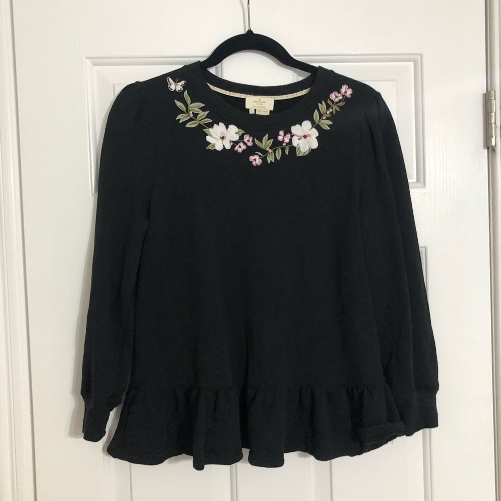 Kate Spade embroidered sweatshirt with ruffle detail, Size L